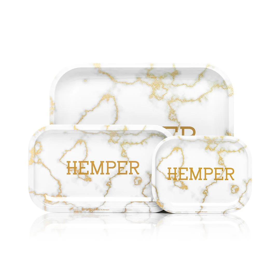 Luxe Marble White/Gold Rolling Tray