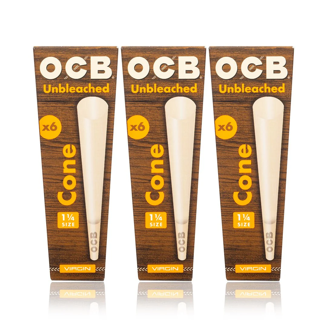 OCB Virgin Unbleached 1-1/4 Pre-Rolled Cones 6Pk - Image 3