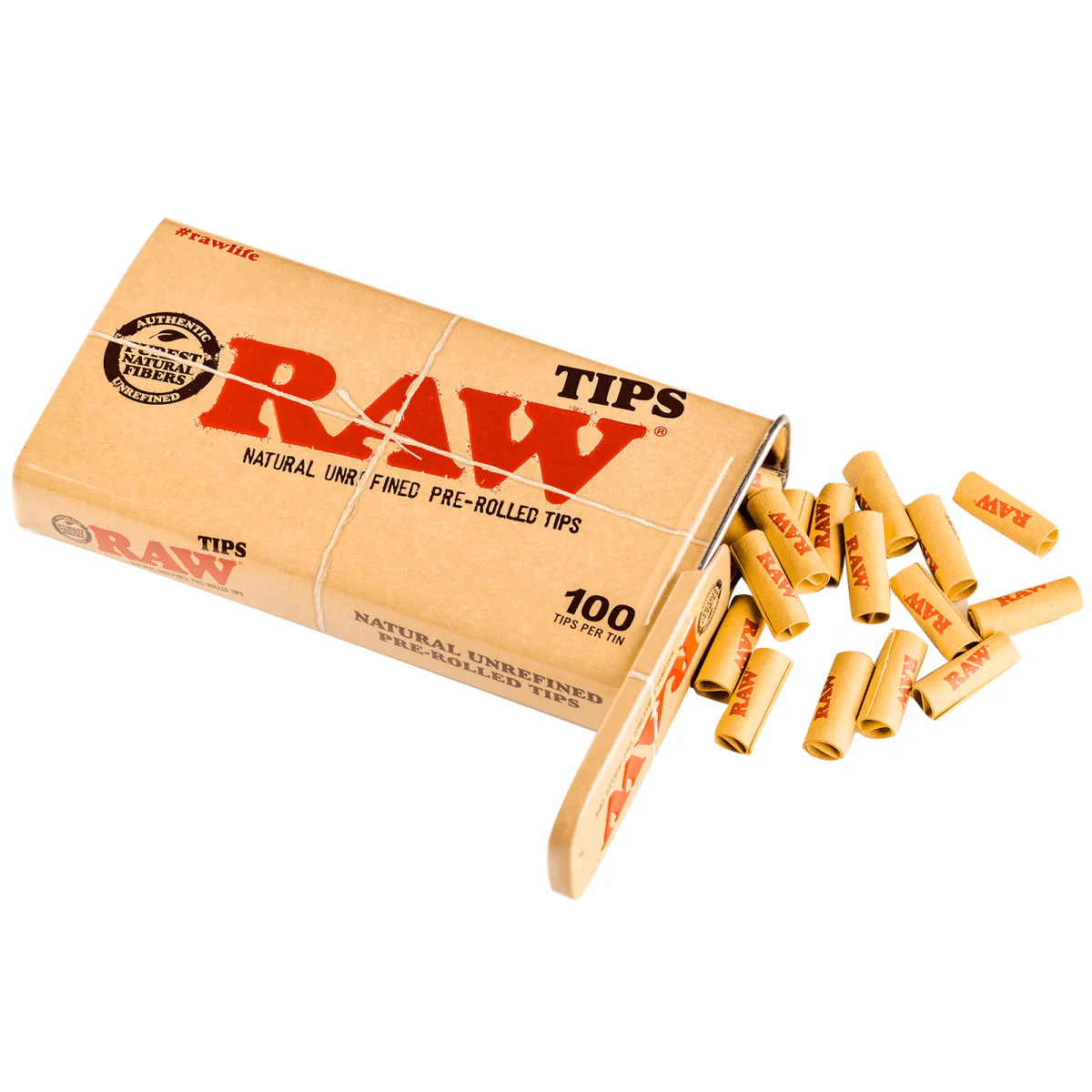 RAW Pre Rolled Filter Tips Tin - 100ct